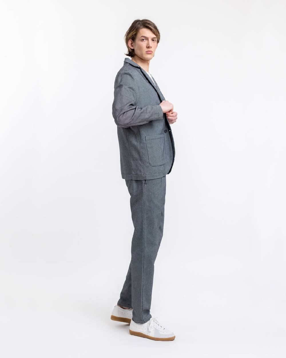 Rotholz Workwear Blazer aus Bio Canvas Schwarz Kariert Begrenztes Angebot