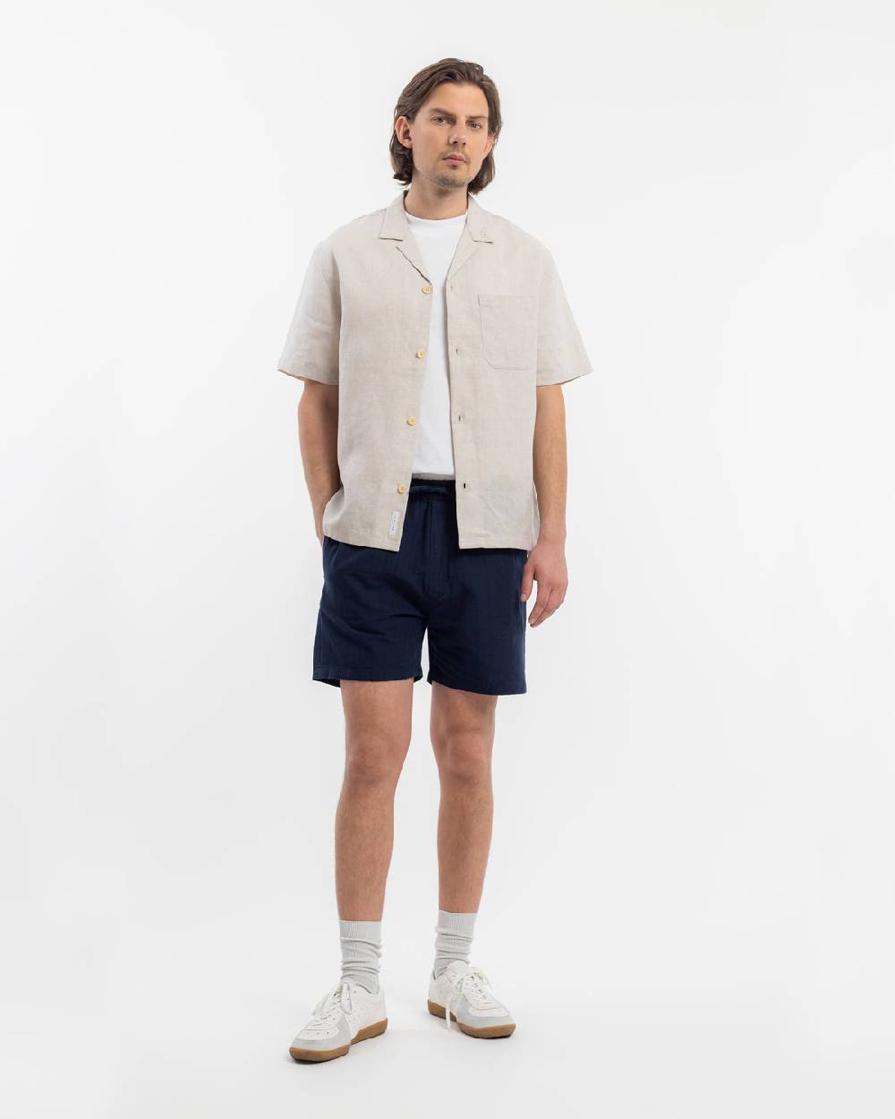 Rotholz Bowling Shirt Leinen Mix - Weiß Preisnachlass