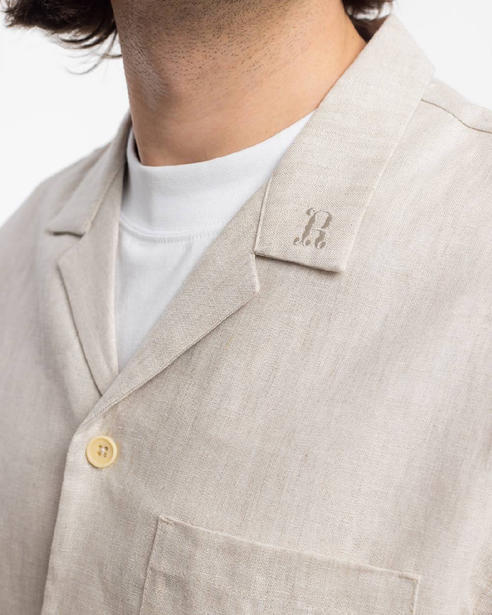 Rotholz Bowling Shirt Leinen Mix - Weiß Preisnachlass