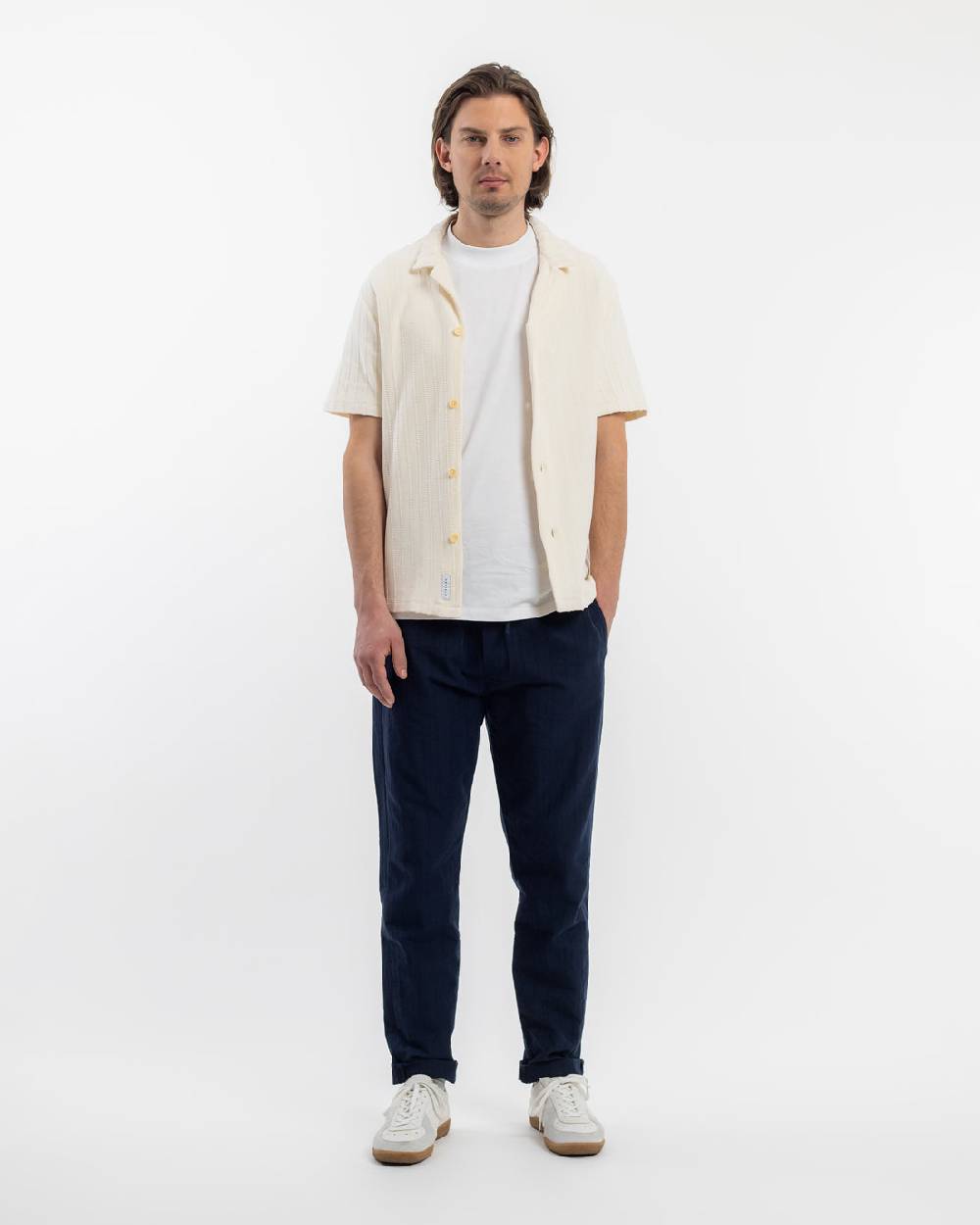 Rotholz Strick Bowling Shirt Bio Baumwolle - Creme Saisonschlussverkauf