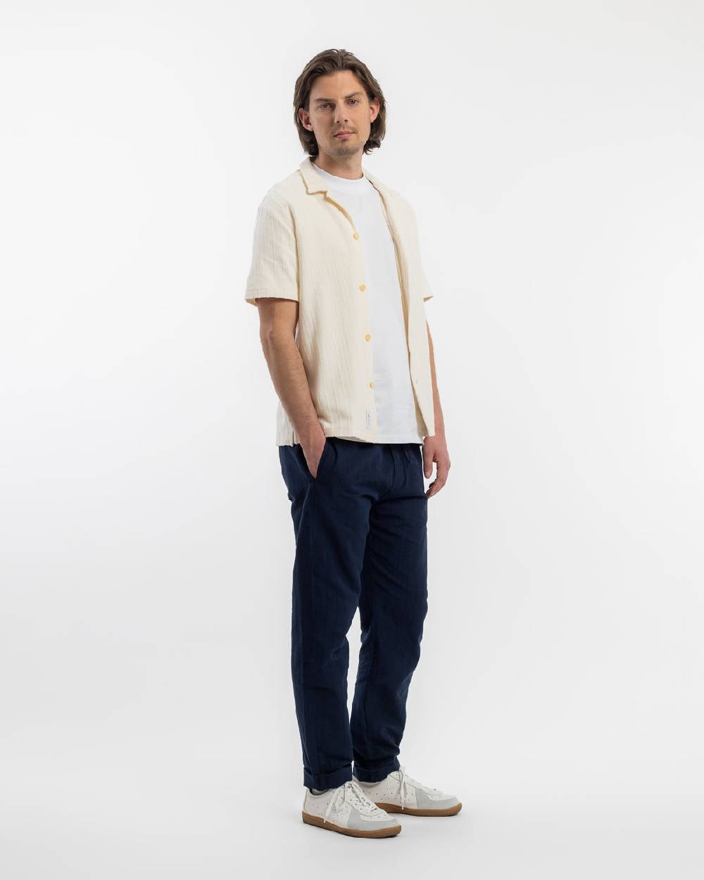 Rotholz Strick Bowling Shirt Bio Baumwolle - Creme Saisonschlussverkauf