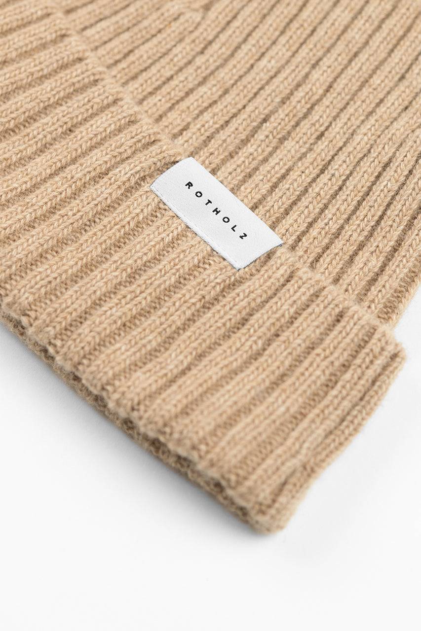 Rotholz Klassische Mütze Wollmix Ripp - Beige Top Angebot