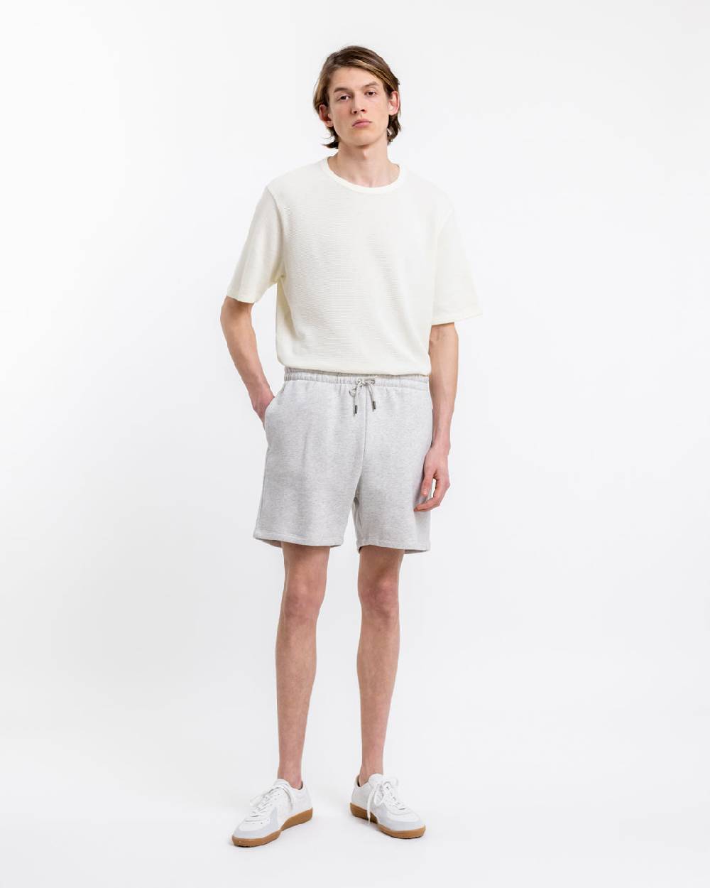 Rotholz Logo Sweatshorts aus Bio-Baumwolle Grau Blitzangebot