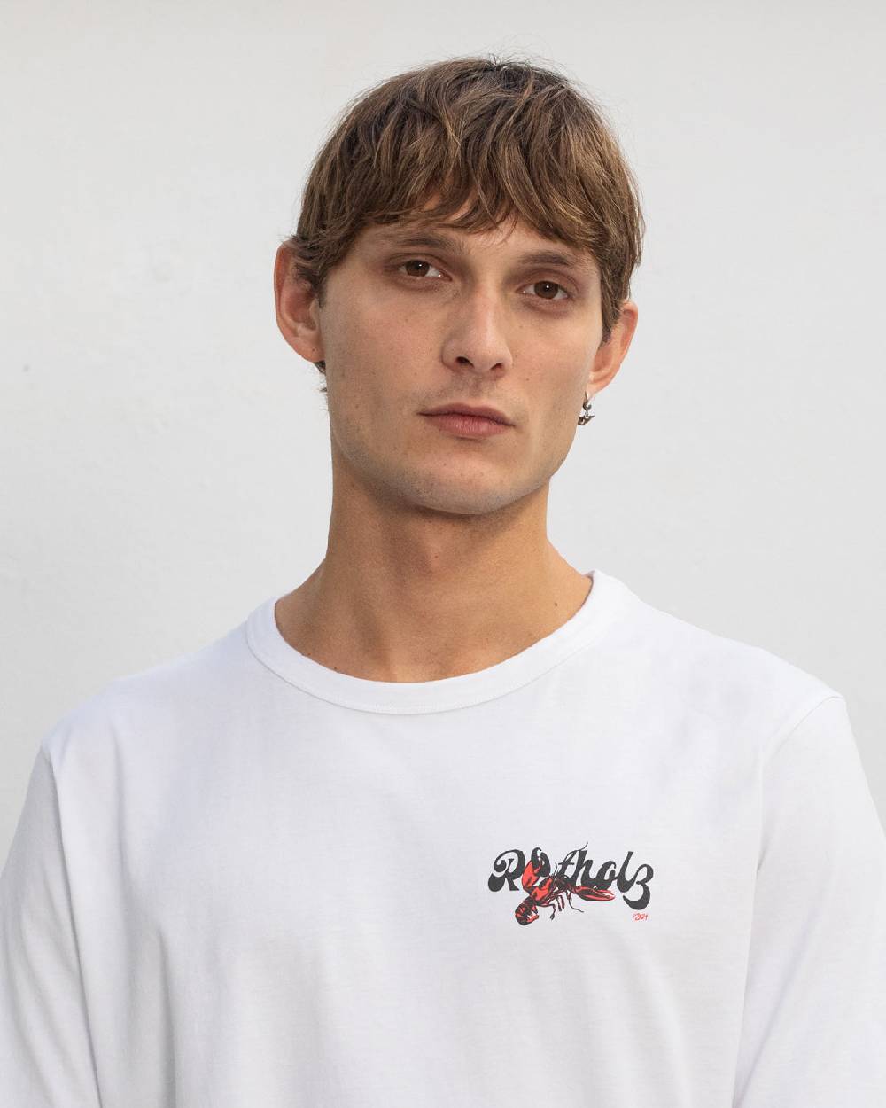 Rotholz Lobster Logo T-Shirt Bio Baumwolle - Weiß Tägliche Deals