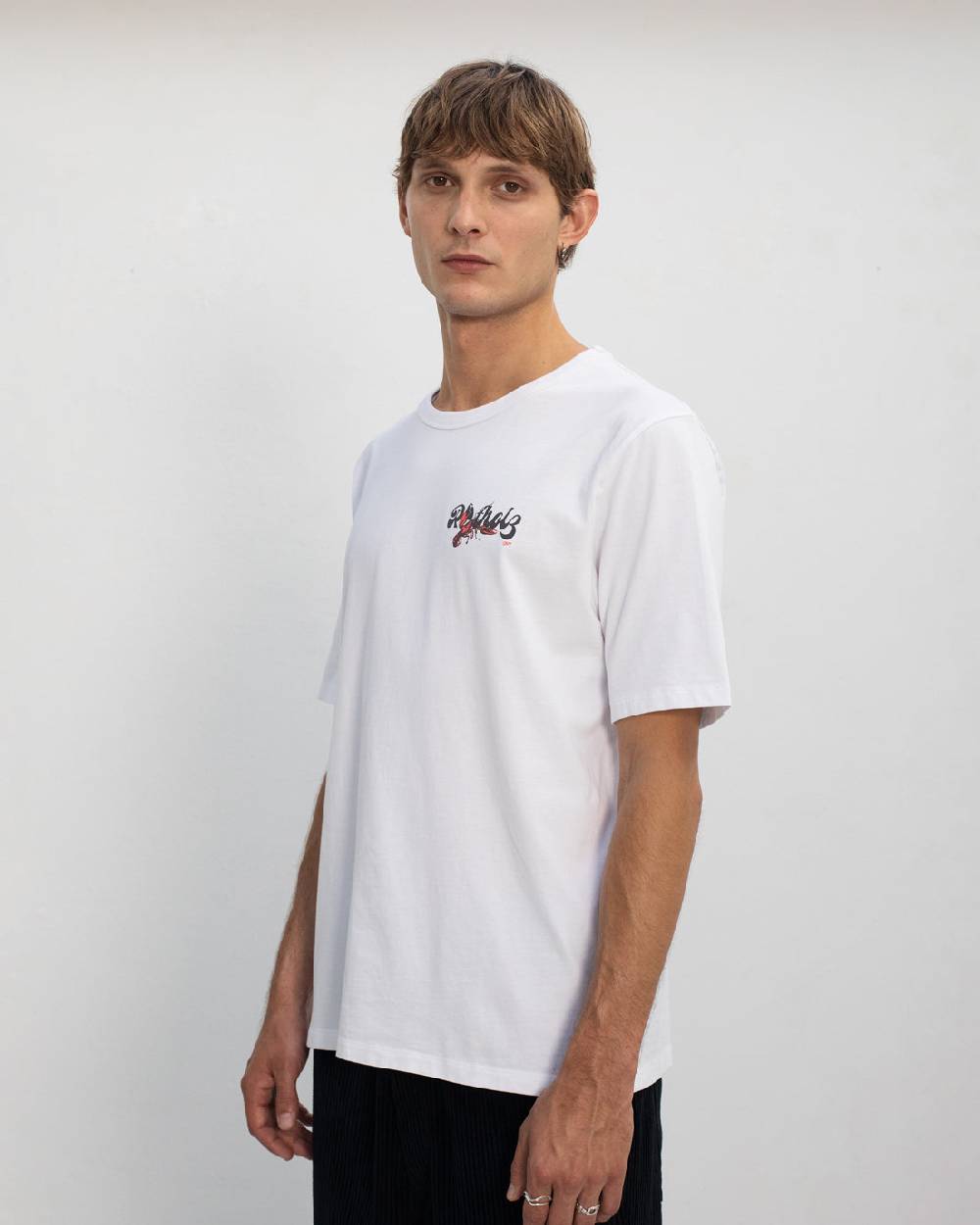 Rotholz Lobster Logo T-Shirt Bio Baumwolle - Weiß Tägliche Deals