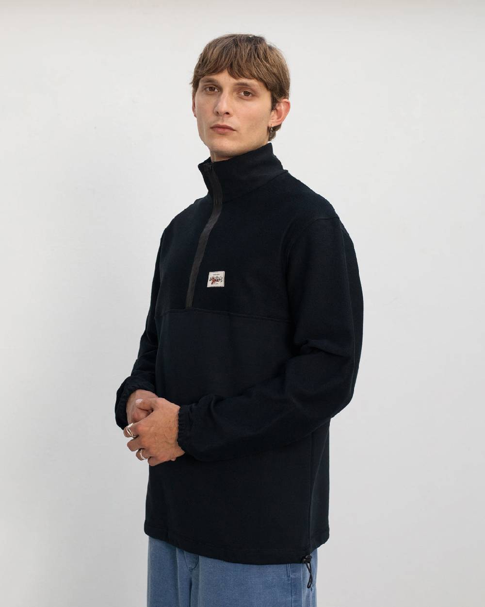 Rotholz Divided Sweatshirt Bio Baumwolle - Schwarz Sonderangebote