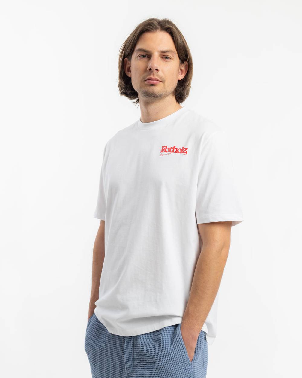 Rotholz Retro Logo T-Shirt Bio Baumwolle - Weiß Begrenzte Freigabe