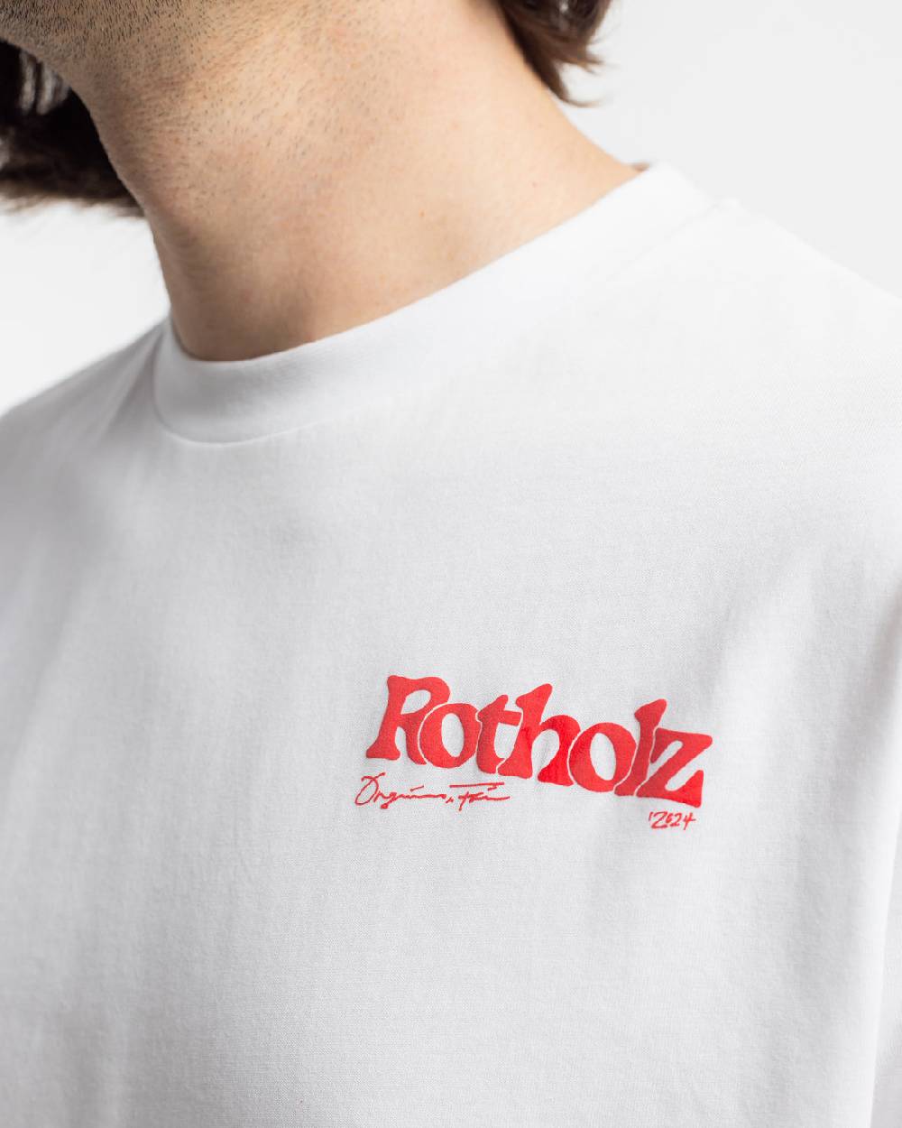 Rotholz Retro Logo T-Shirt Bio Baumwolle - Weiß Begrenzte Freigabe