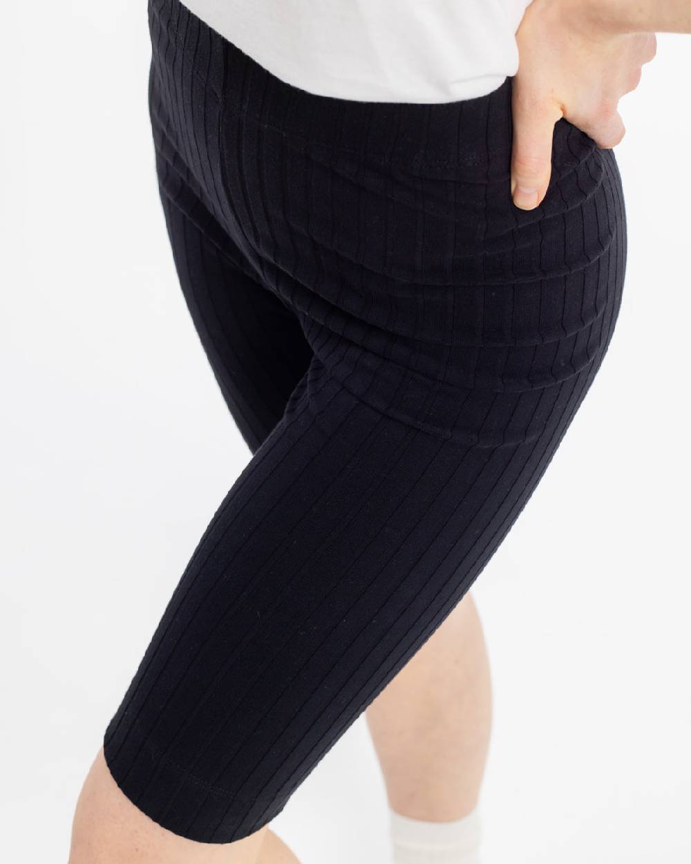 Rotholz Gerippte Biker Shorts Bio Baumwolle - Schwarz Letzter Tag