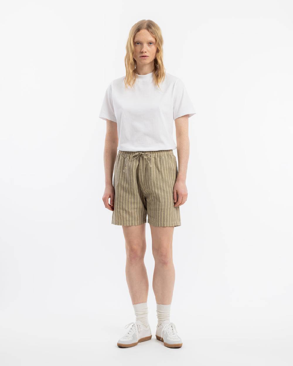 Rotholz Kurze Hose Leinen Mix - Grau Gestreift Zeitbegrenzte Promotion