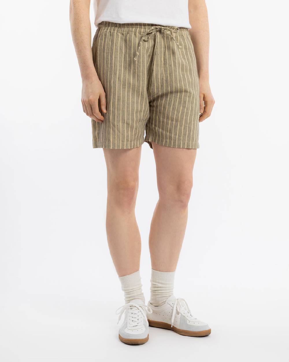 Rotholz Kurze Hose Leinen Mix - Grau Gestreift Zeitbegrenzte Promotion