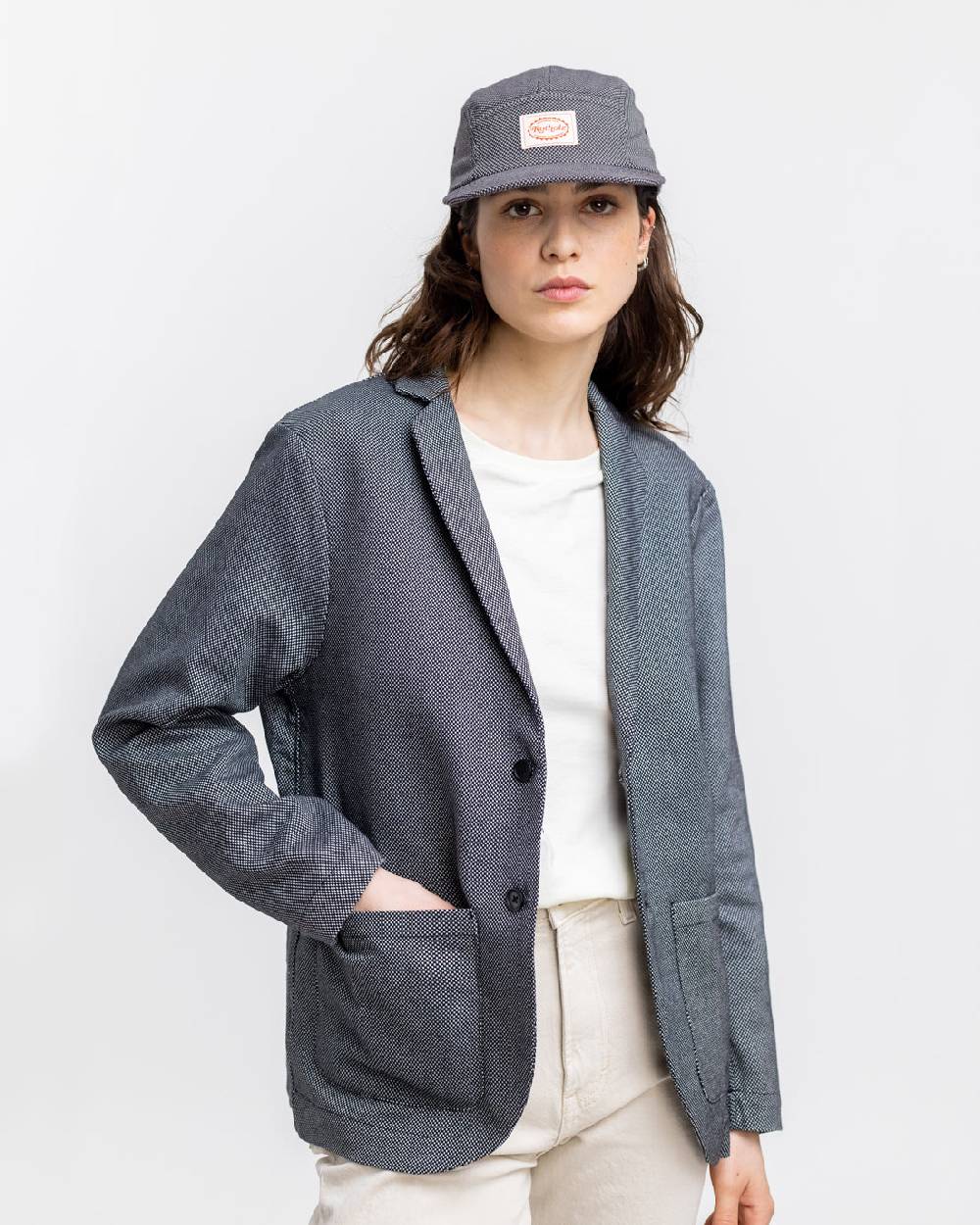 Rotholz Workwear Blazer aus Bio Twill Schwarz Kariert Vierteljährliche Förderung