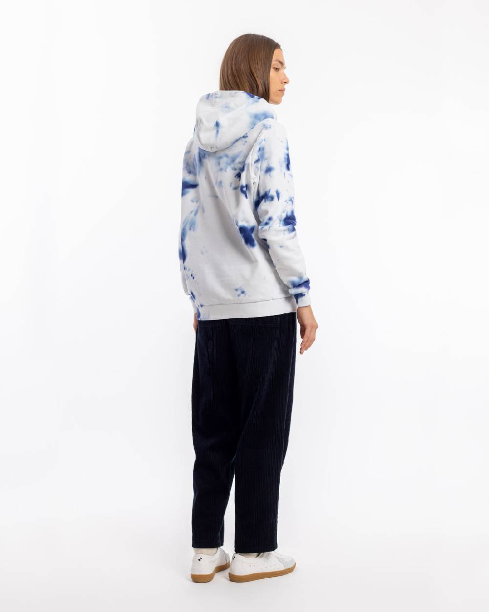 Rotholz Batik Hoodie Bio Baumwolle - Blau/Off-White Clearance-Verkauf