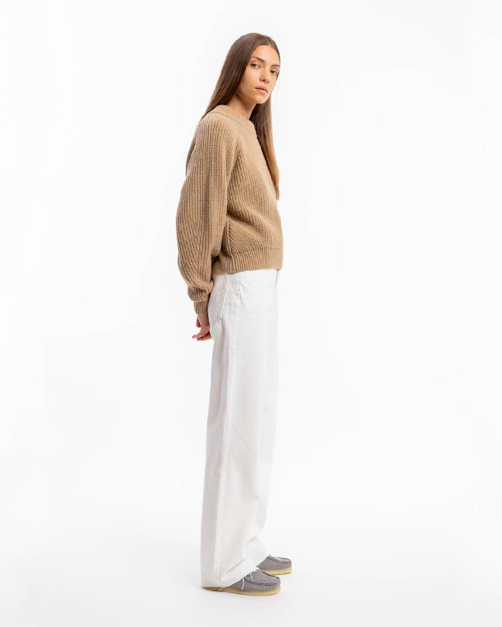 Rotholz Grober Strickpullover Wollmischung - Beige Online