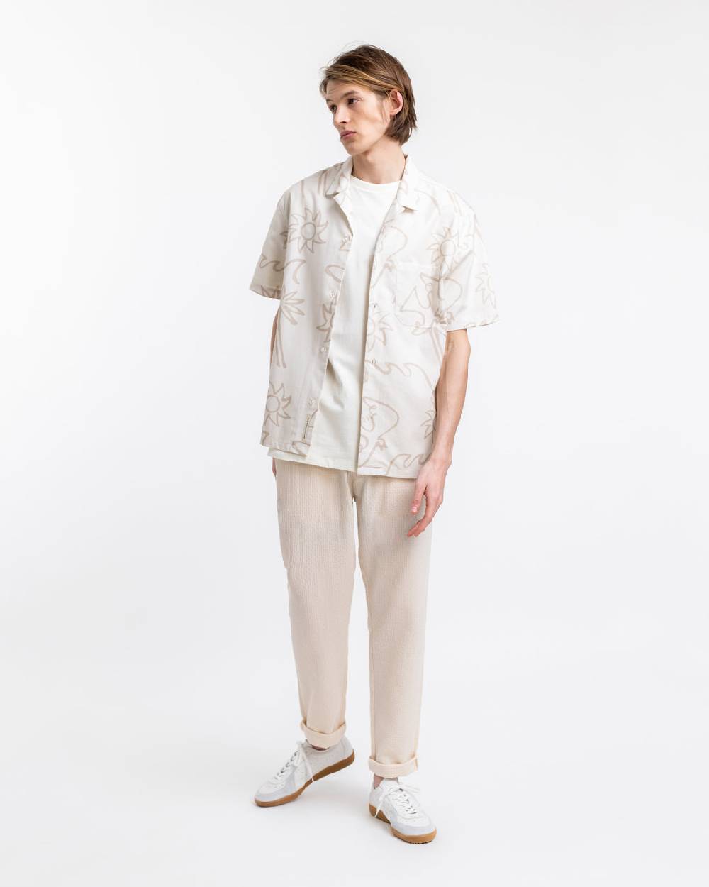 Rotholz Beachside Bowling Hemd Off-White im Angebot