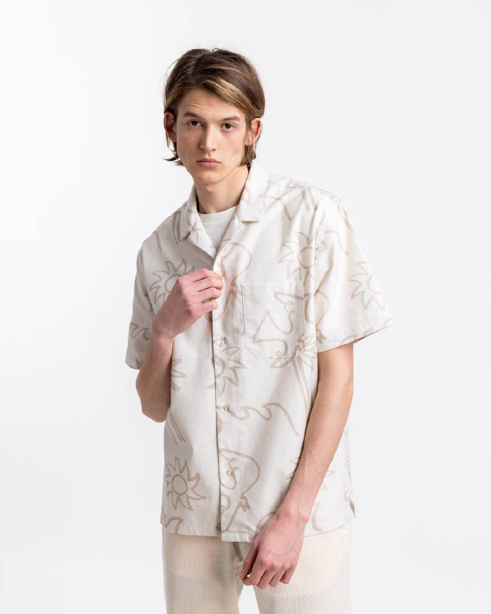 Rotholz Beachside Bowling Hemd Off-White im Angebot