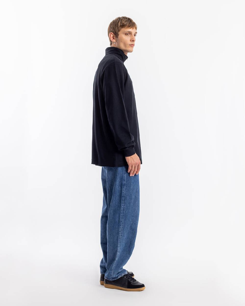 Rotholz Half Zip Sweatshirt Bio Baumwolle - Schwarz Black Friday
