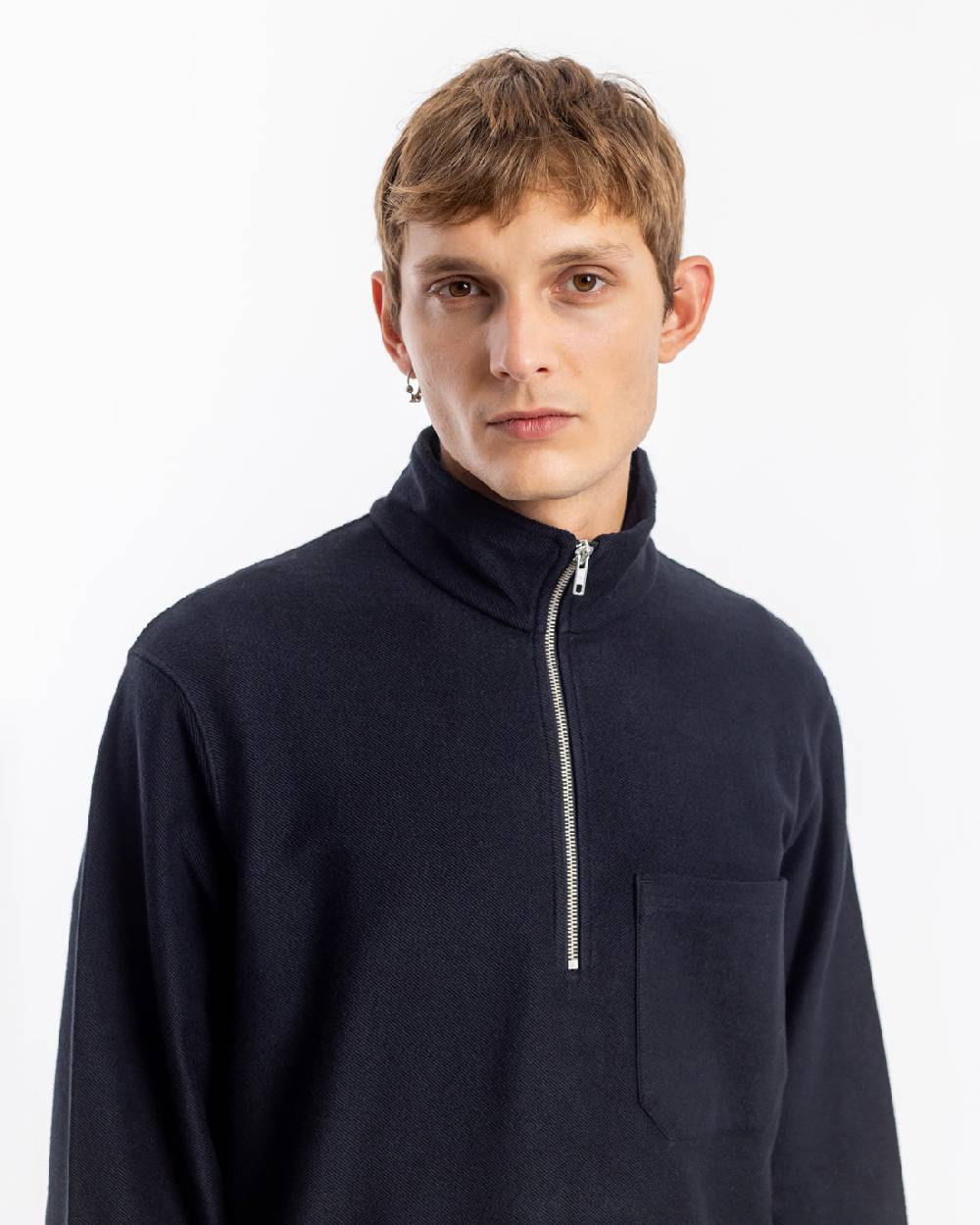 Rotholz Half Zip Sweatshirt Bio Baumwolle - Schwarz Black Friday