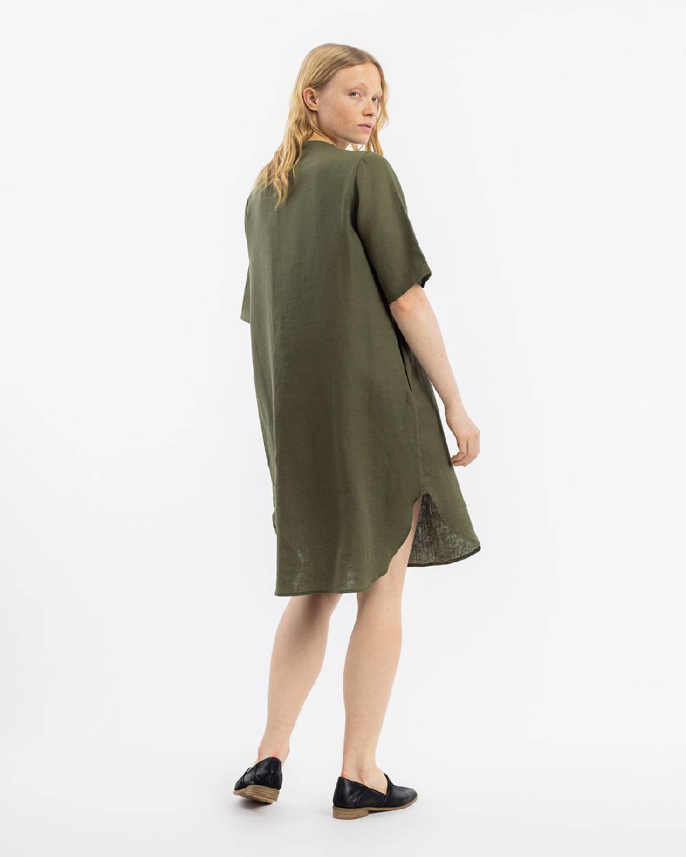 Rotholz Kaftan Kleid Leinen Mix - Oliv Clearance-Verkauf