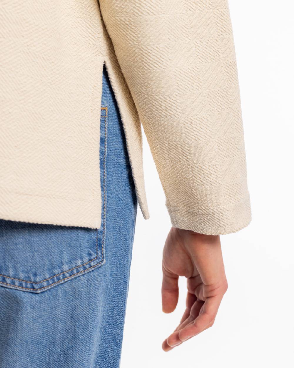 Rotholz Polo Zip Sweatshirt Bio Baumwolle - Creme Begrenzt auf 3 Tage