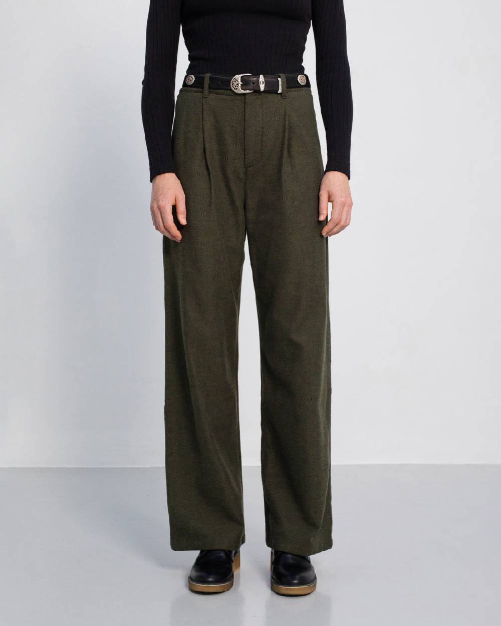 Rotholz High Waist Flanell Hose Bio Baumwolle - Moosgrün zollfrei