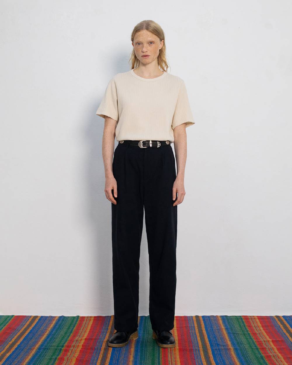 Rotholz High Waist Flanell Hose Bio Baumwolle - Schwarz Schlussverkauf