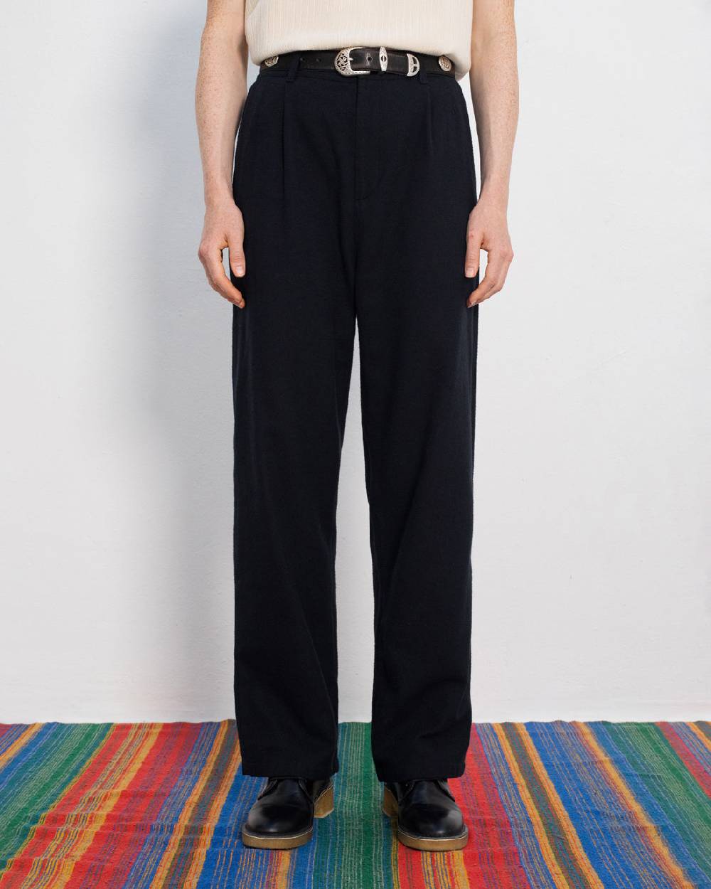 Rotholz High Waist Flanell Hose Bio Baumwolle - Schwarz Schlussverkauf