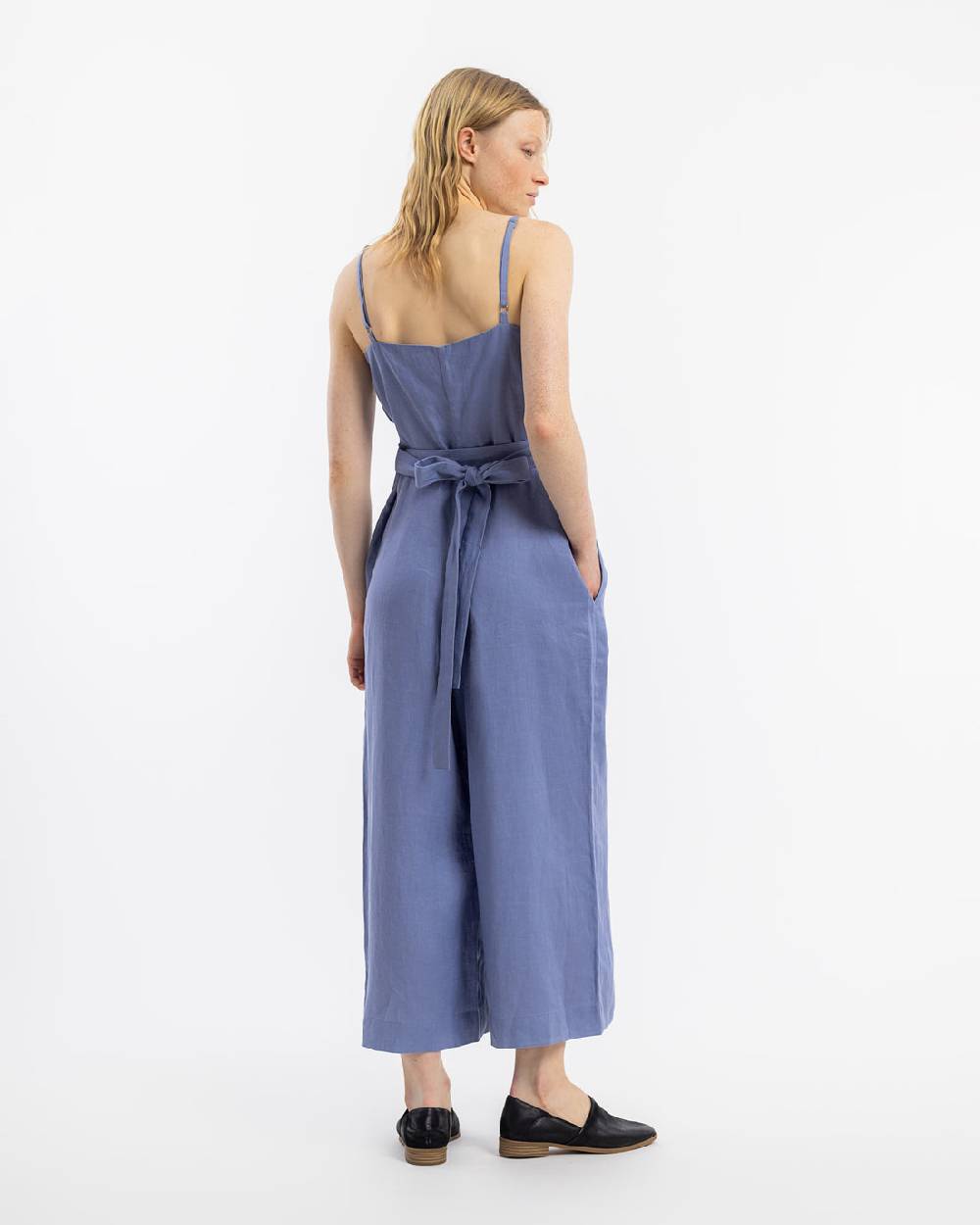 Rotholz Jumpsuit Leinen Mix - Hellblau Online Shopping