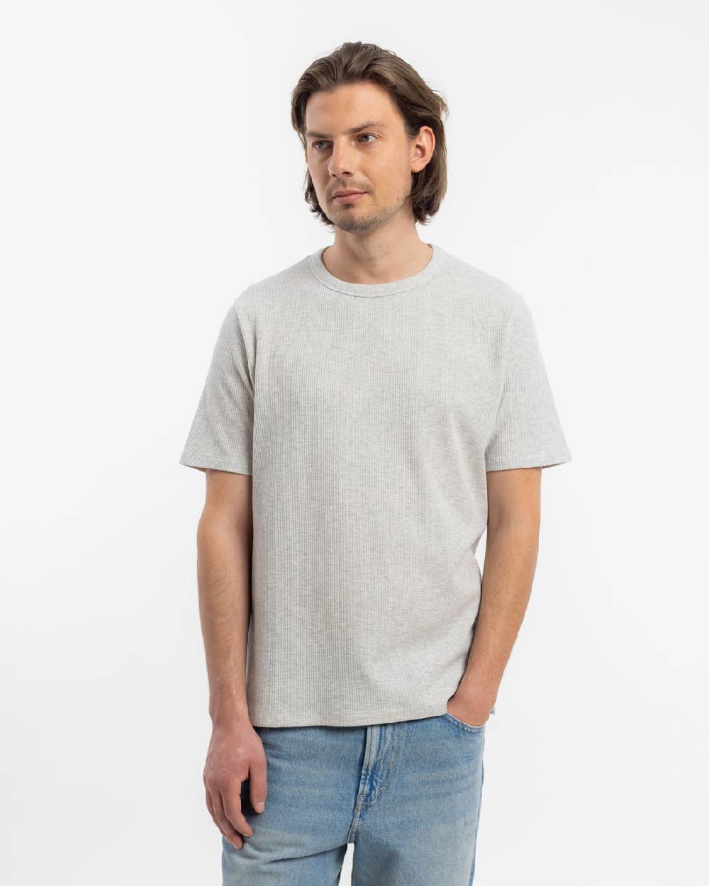 Rotholz Waffel T-Shirt Bio-Baumwolle - Grau Neueste Mode