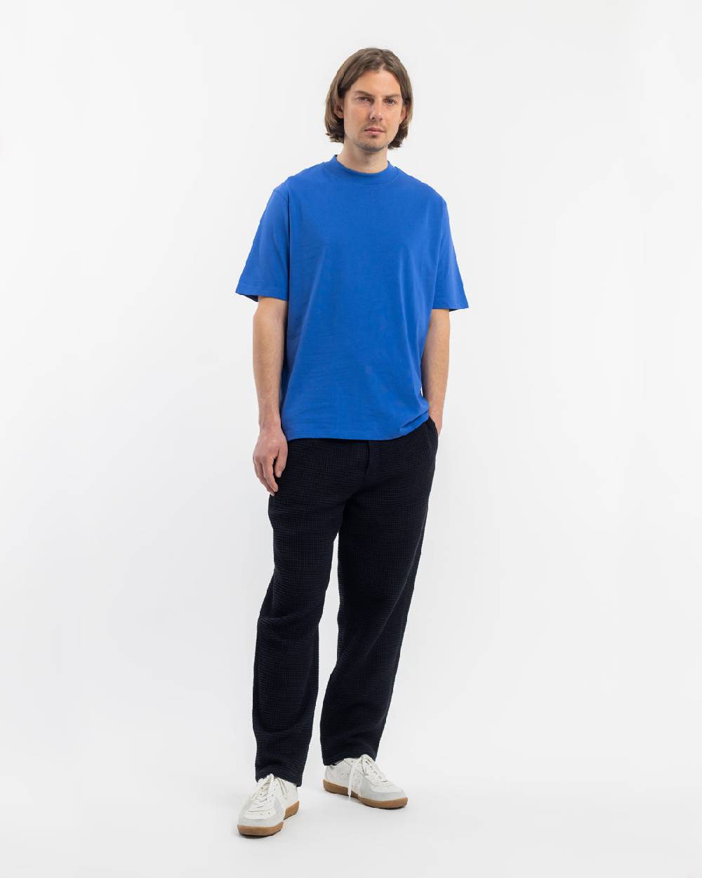 Rotholz T-Shirt mit breitem Kragen Bio Baumwolle - Blau Tiefpreis