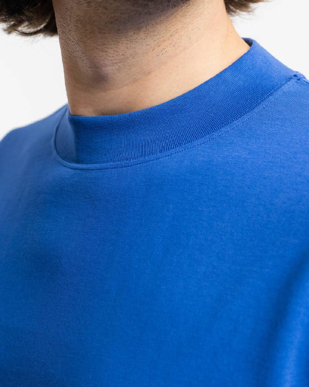 Rotholz T-Shirt mit breitem Kragen Bio Baumwolle - Blau Tiefpreis