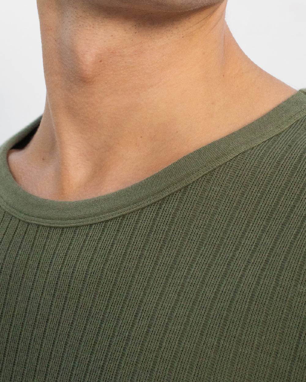 Rotholz Schweres Geripptes T-Shirt Bio Baumwolle - Grün Kostenlose Rückgabe