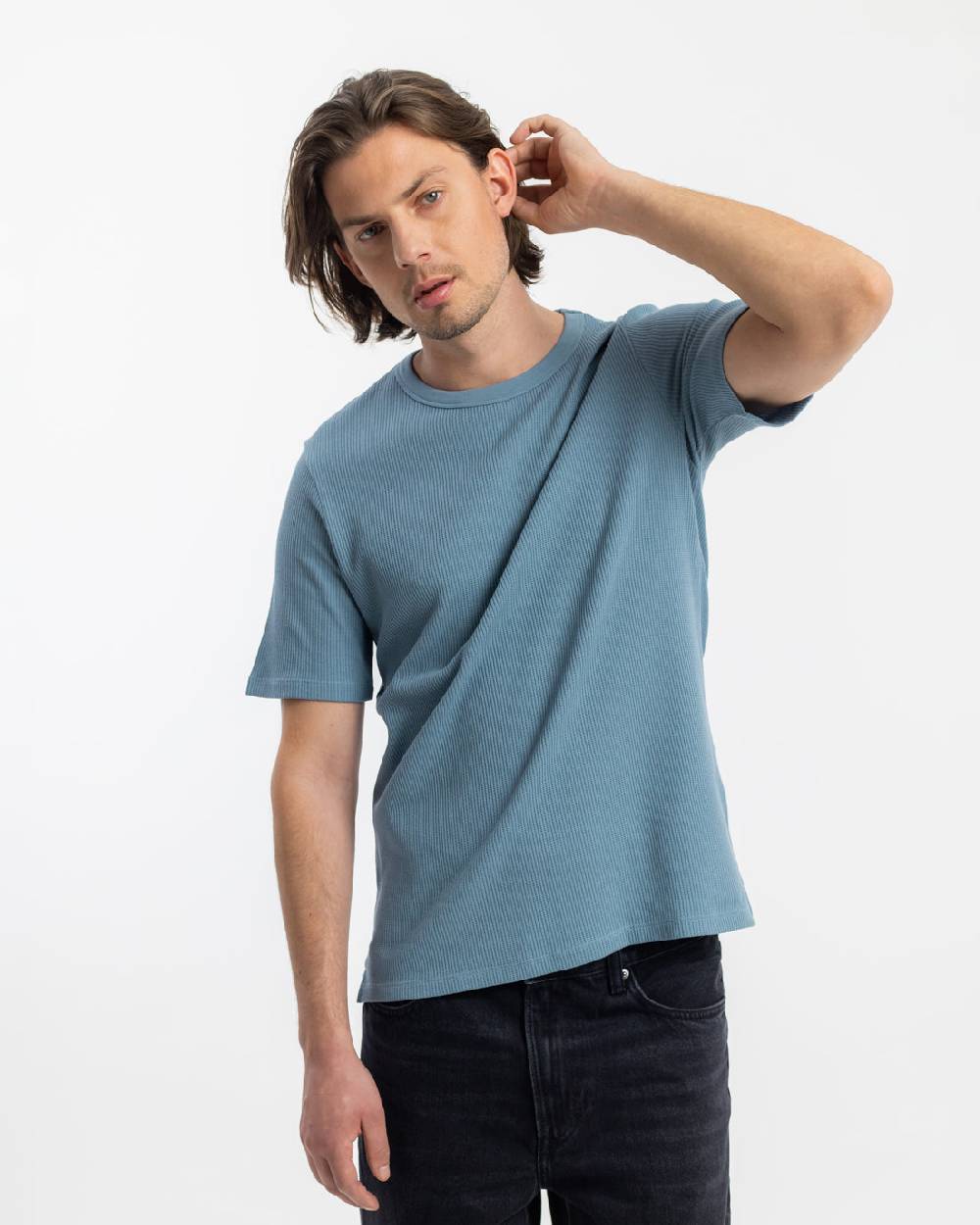 Rotholz Waffel T-Shirt Bio-Baumwolle - Blau Fabrikladen