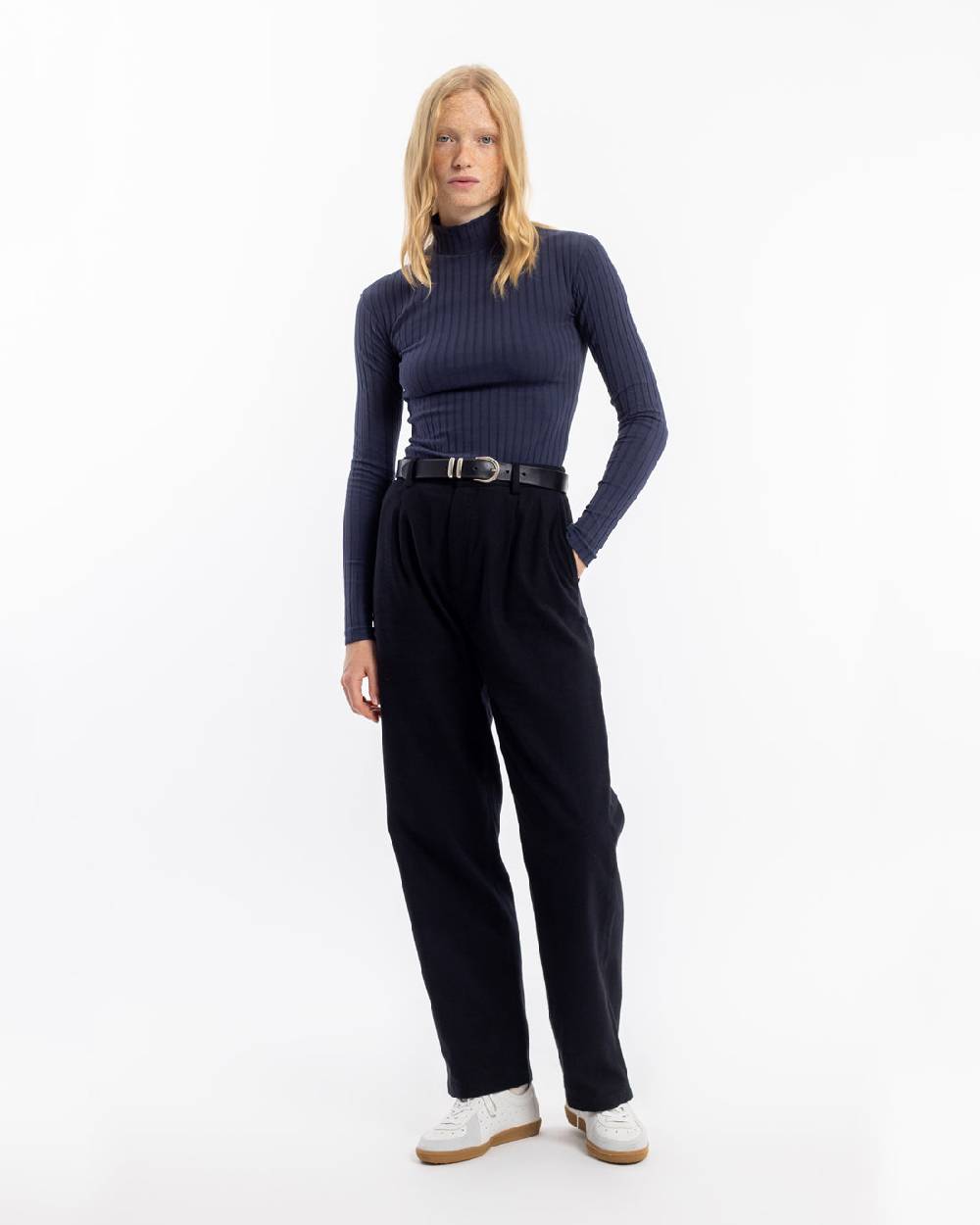 Rotholz Geripptes Longsleeve Bio Baumwolle - Dunkelblau zollfrei
