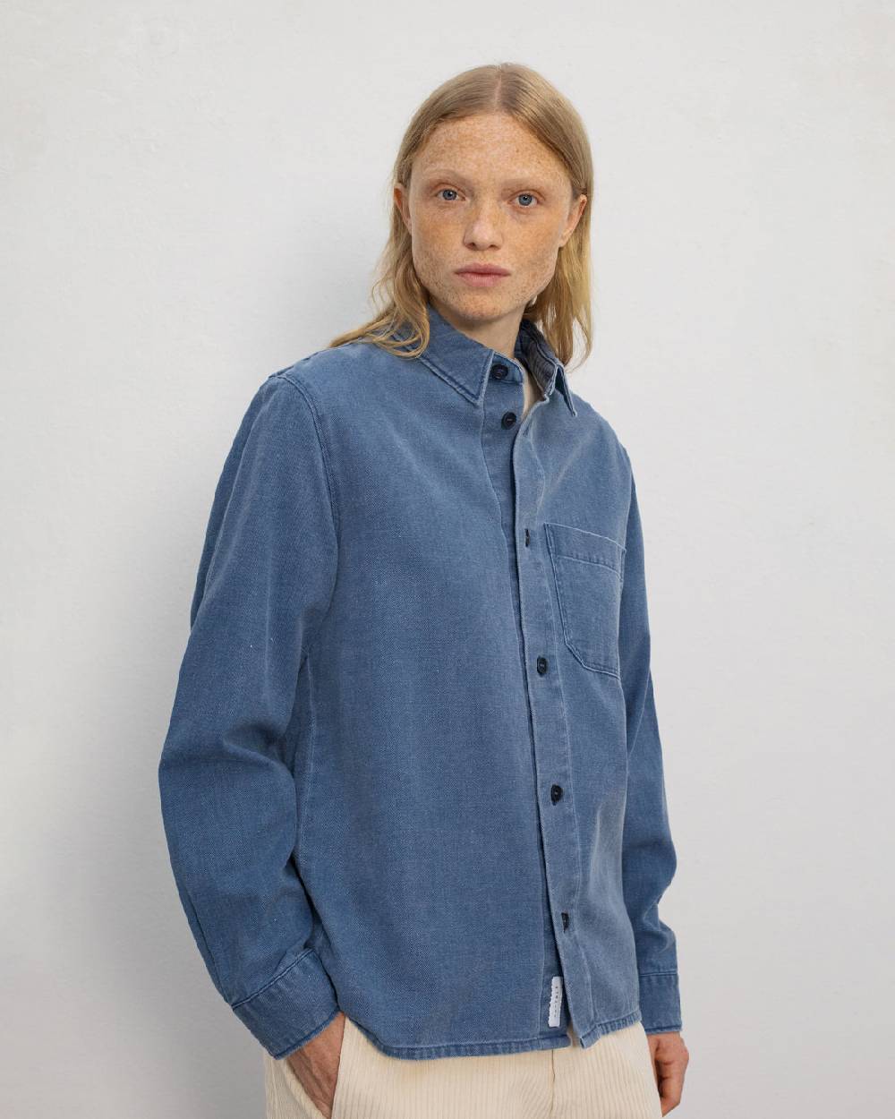 Rotholz Denim Hemd Recycelte Baumwolle - Blau Verkauf
