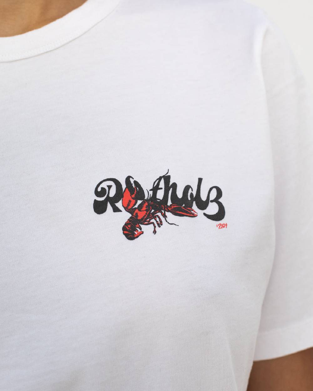 Rotholz Lobster Logo T-Shirt Bio Baumwolle - Weiß Günstig kaufen