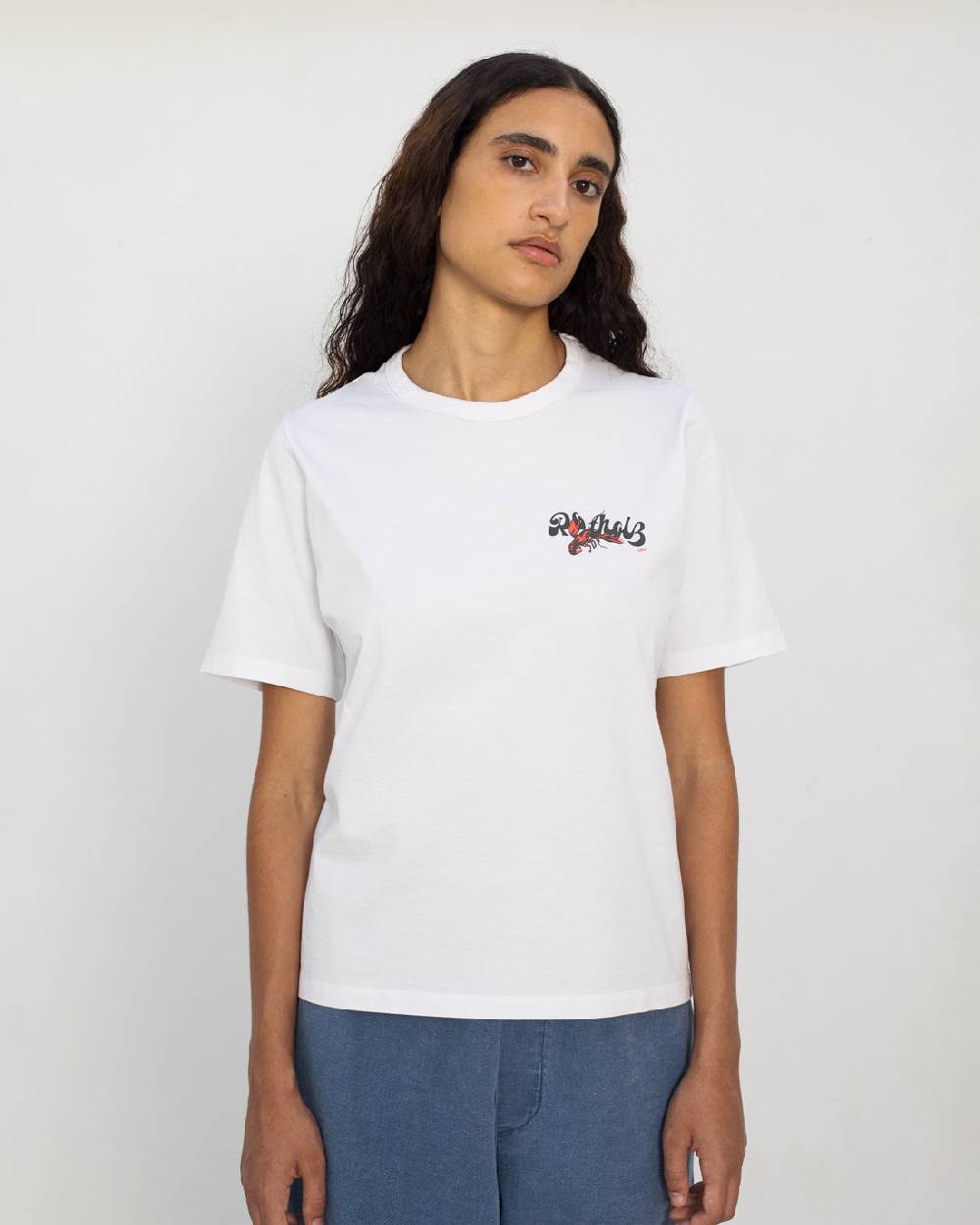 Rotholz Lobster Logo T-Shirt Bio Baumwolle - Weiß Günstig kaufen