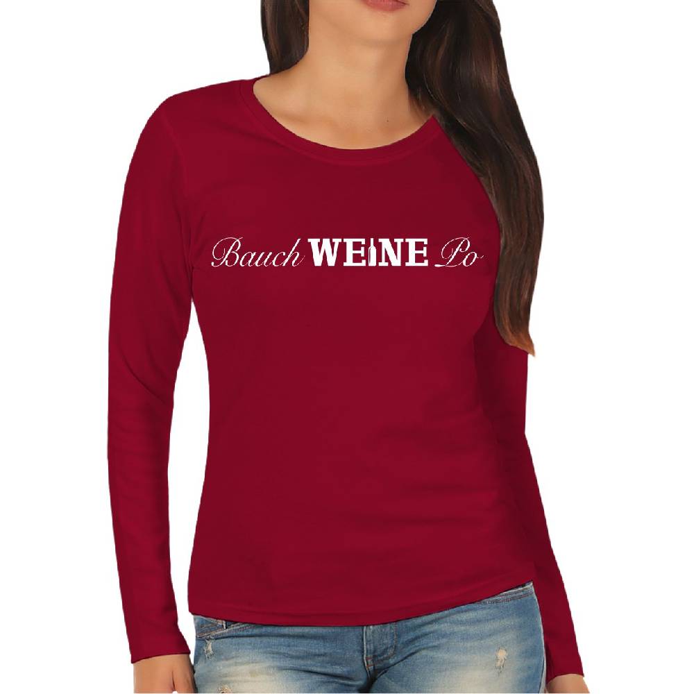 Spass Kostet Damen Langarmshirt Longsleeve Bauch WEINE Po Begrenzte Freigabe