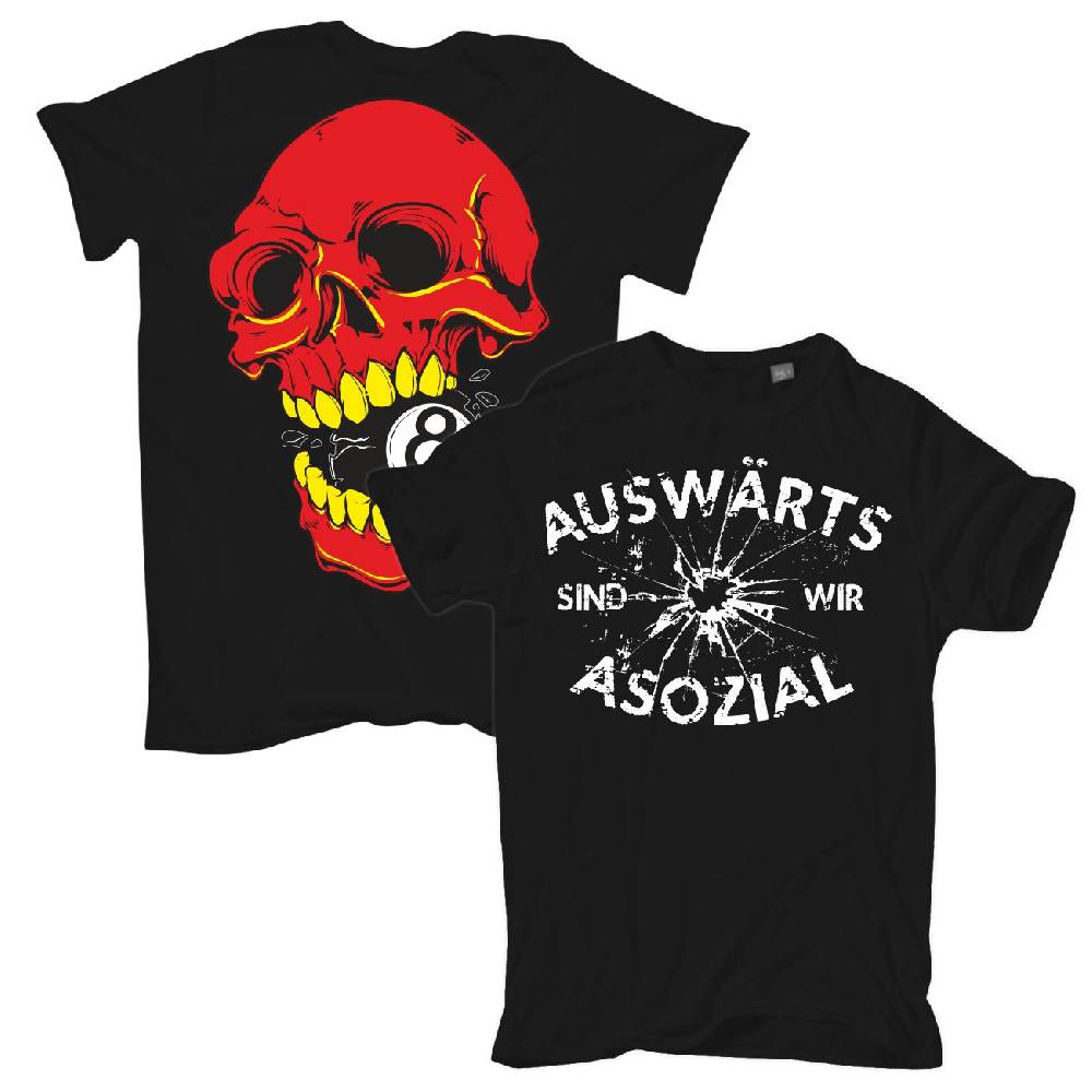 Spass Kostet Männer T-Shirt Auswärts sind wir Asozial 8 ball Totenkopf S bis XXL Nur für heute