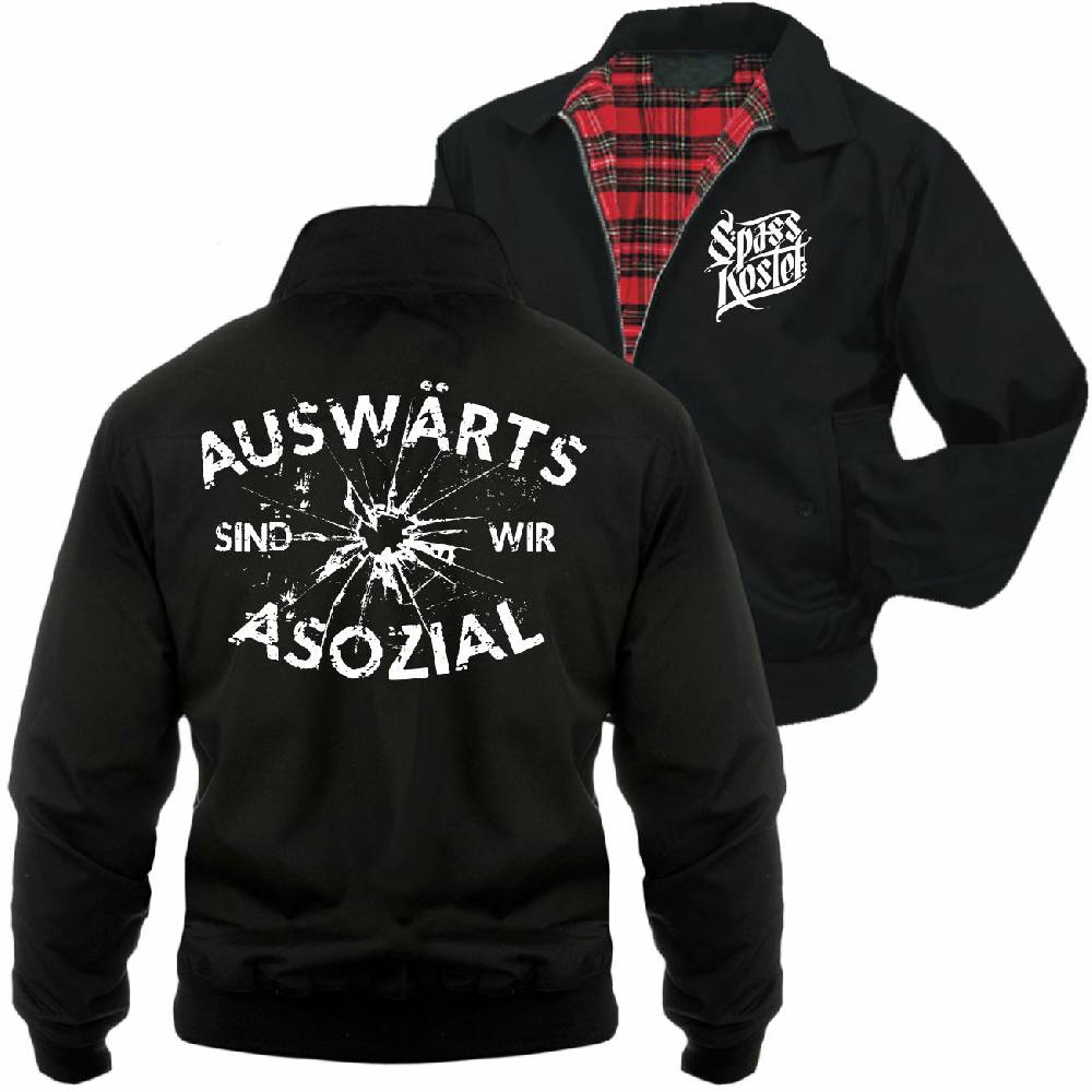 Spass Kostet Männer Harrington Jacke Auswärts sind wir Asozial Nur noch ein Tag übrig
