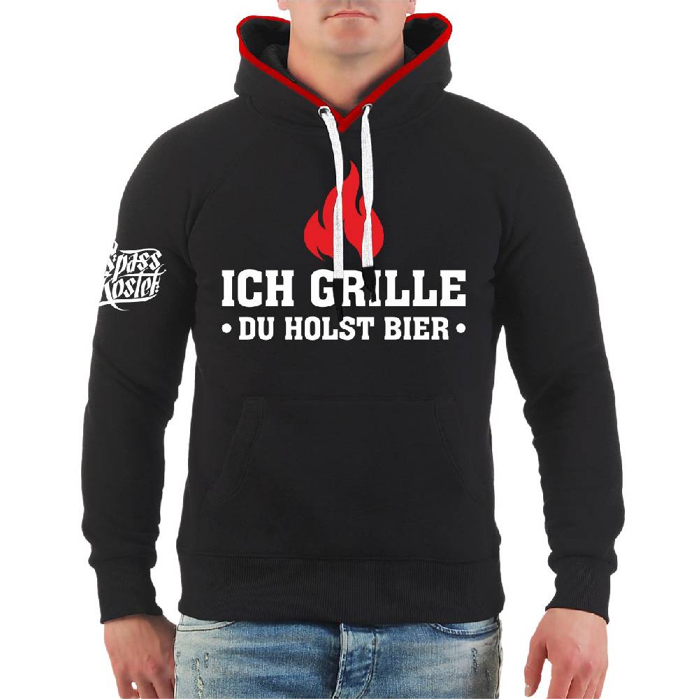 Spass Kostet 3 farbiger Kapuzenpullover Ich grille du holst Bier Black Friday Preise