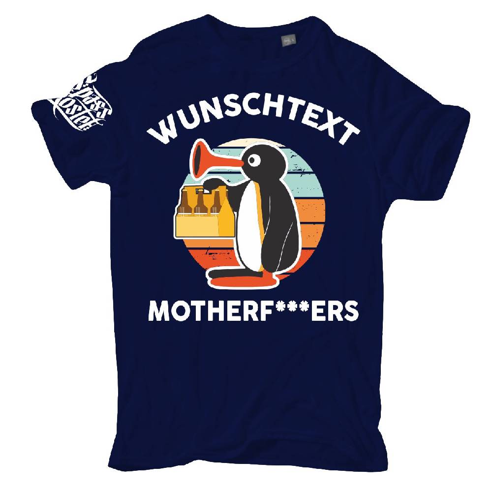 Spass Kostet Männer T-Shirt Saufender Pinguin mit WUNSCHTEXT