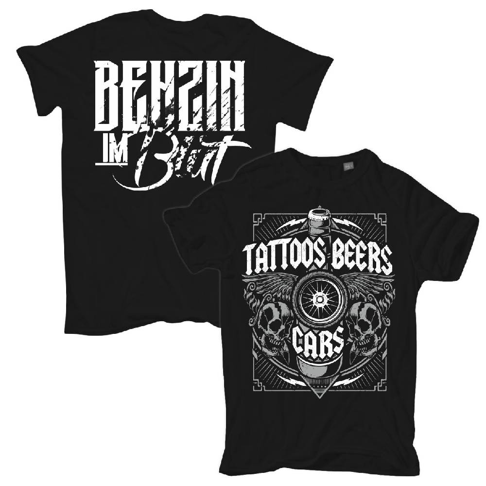 Spass Kostet Männer T-Shirt Benzin im Blut Tattoos Beers Cars S bis XXL