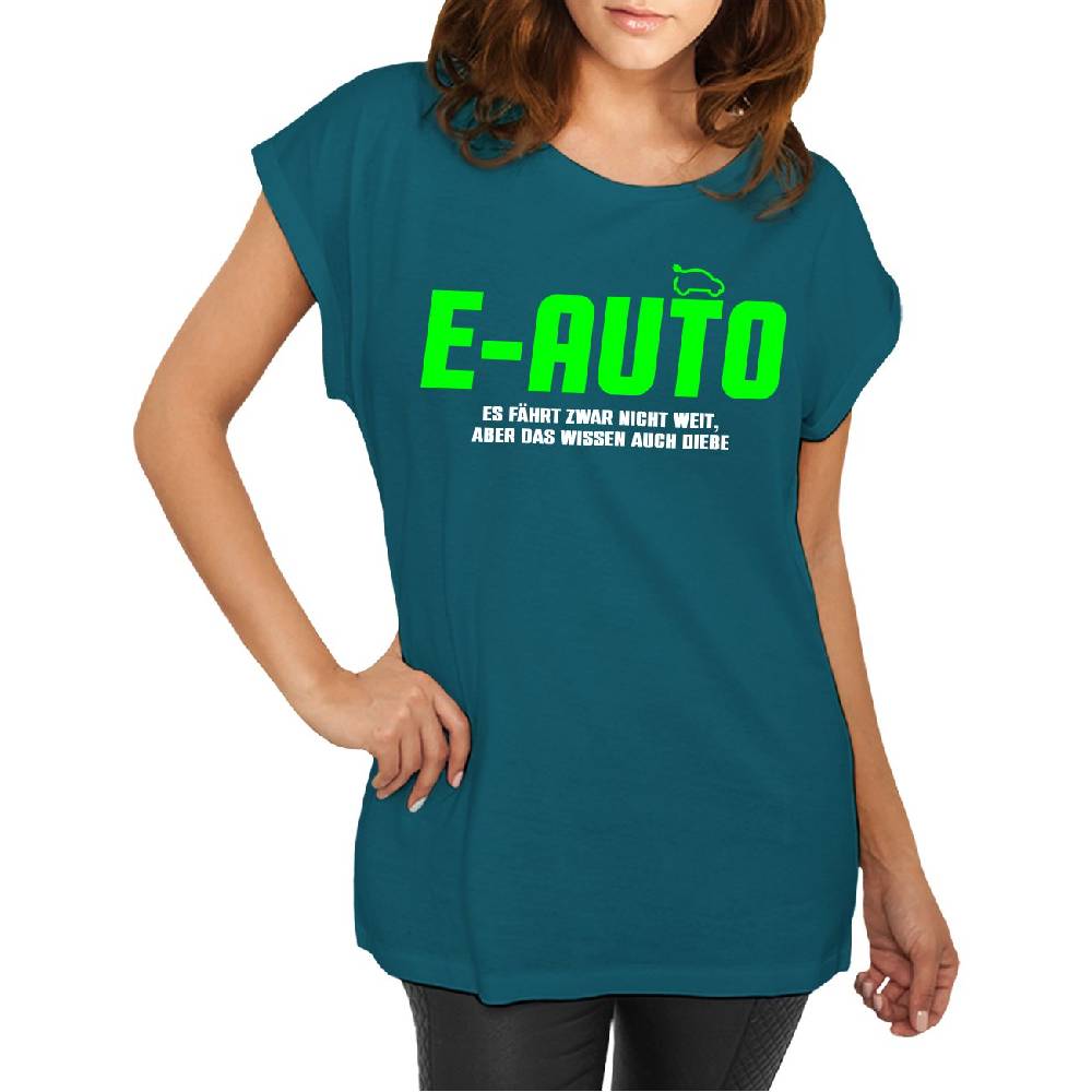 Spass Kostet Longshirt Damen weit geschnitten E-Auto Es fährt zwar nicht weit aber das wissen auch Diebe