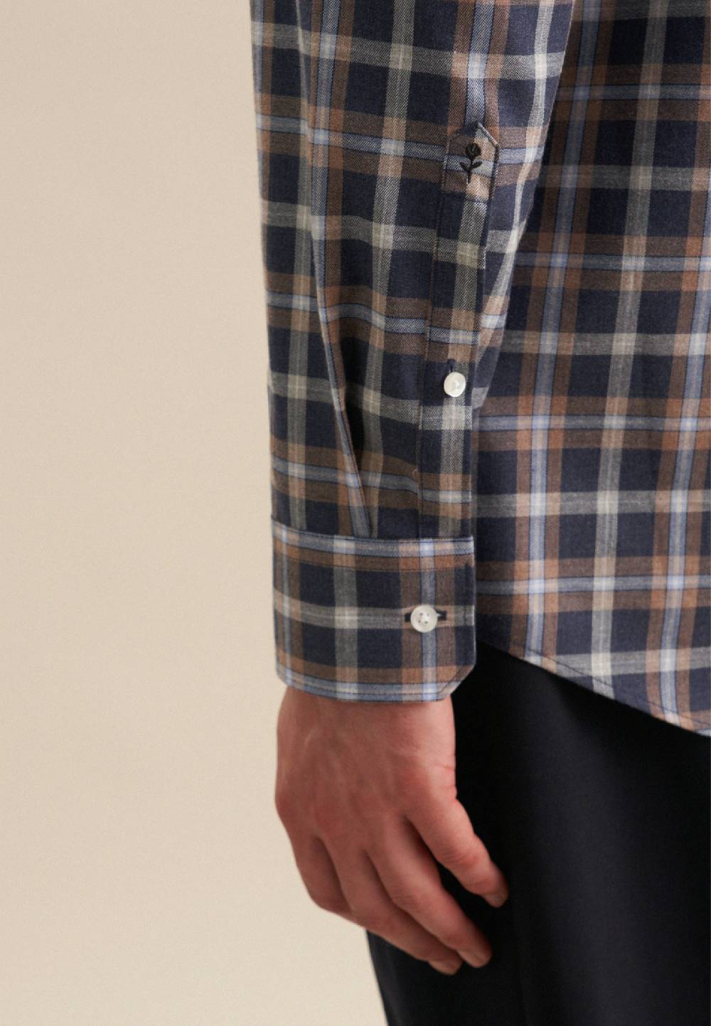 Studio Seidensticker Fil a fil Flanellhemd in Regular mit Button-Down-Kragen Fabrik Onlineshop